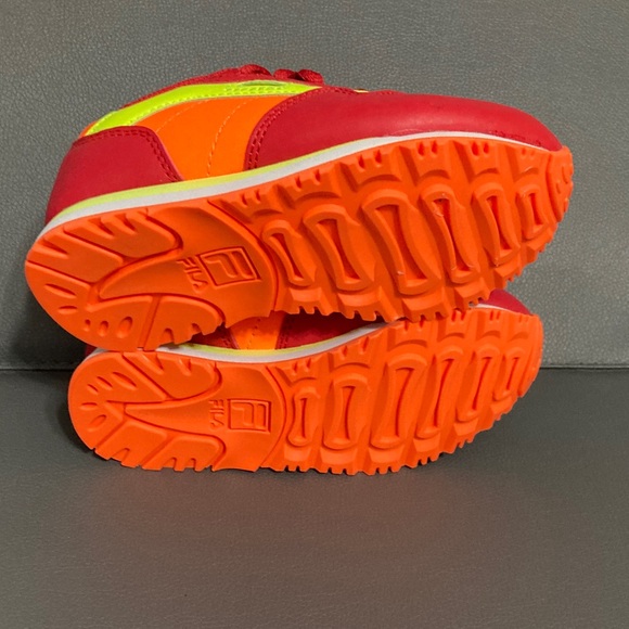 Fila Cress Color Block Vibrant Red and Neon Orange Sneakers - Picture 6 of 7